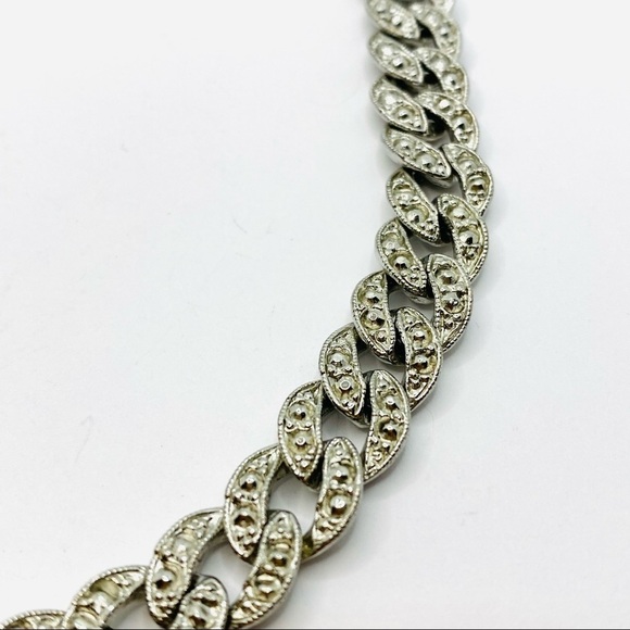 Necklace Vintage Silver Tone Collar 16.5” Chunky Statement - Picture 4 of 12